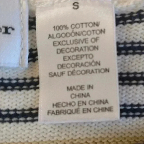 alfred dunner Sweater, Navy, Ivory, & Tan w/Silver Stars, Small - Picture 11 of 11